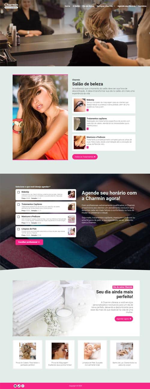 Modelo de site para salões de beleza, barbearias, cabeleireiros, manicures e depiladores