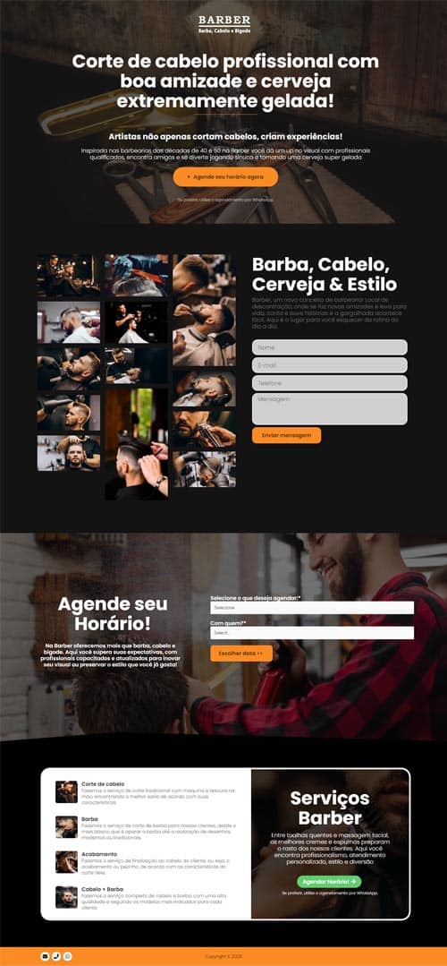 Modelo de site para barbearias ou barbeiros autônomos