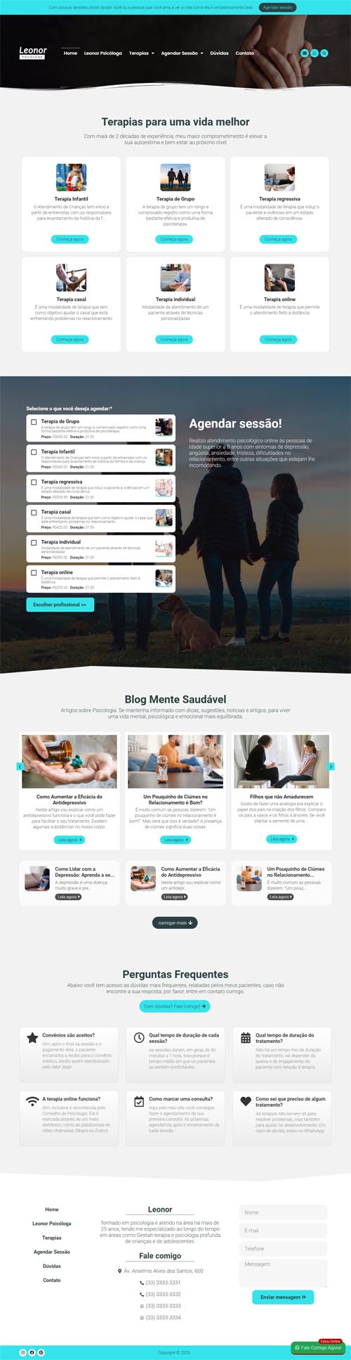Modelo de site para psicólogos e consultórios de psicoterapia, psicologia ou terapias
