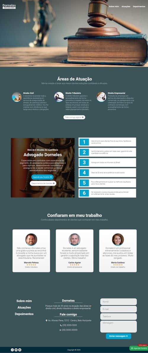 Modelo de site para advogados e escritórios de advocacia