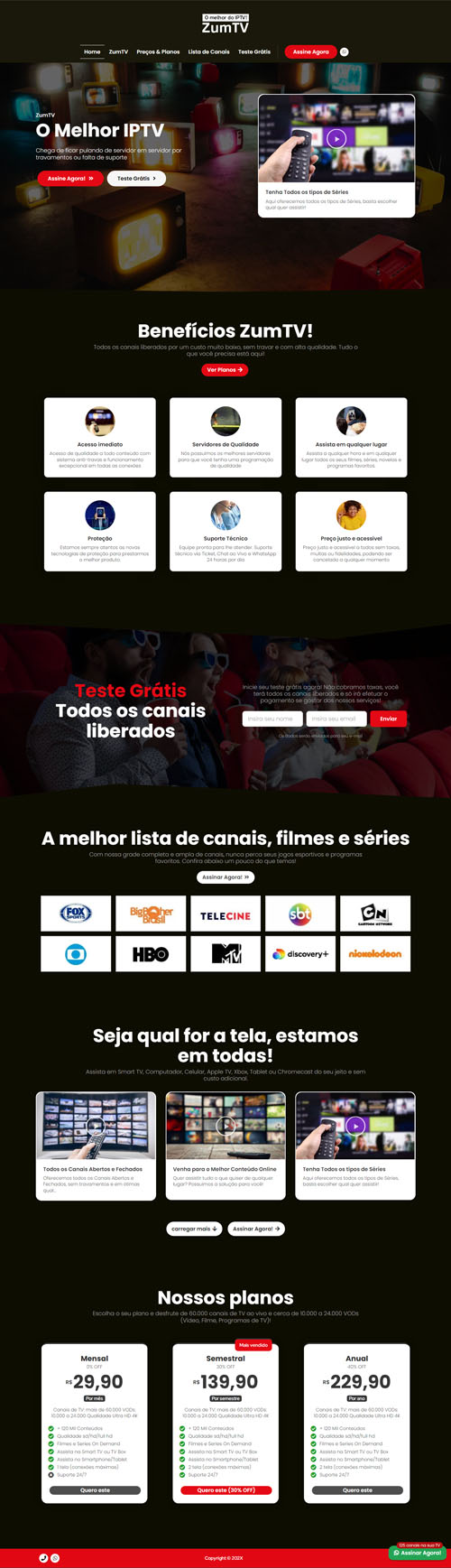 Página inicial completa