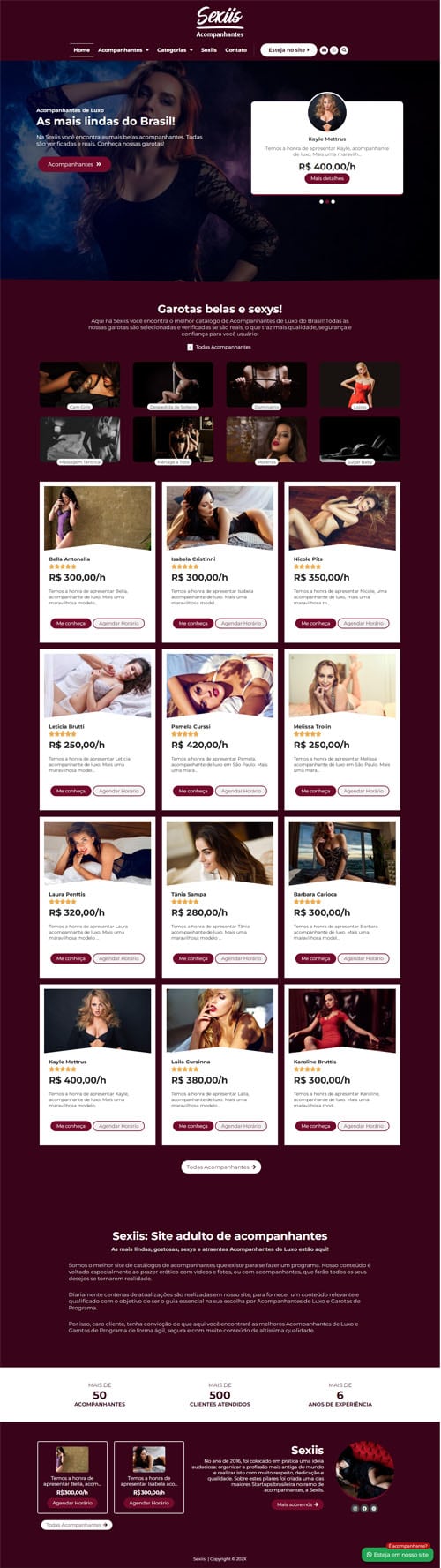 Modelo de Site para acompanhantes de luxo e garotas de programas