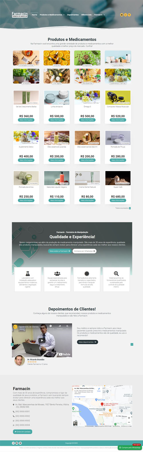 Modelo de Site com Catálogo para farmácias de manipulação e drogarias