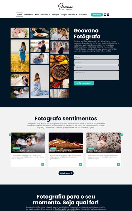 Modelo de Site para Fotógrafos, estúdios fotográficos e empresas de fotografias