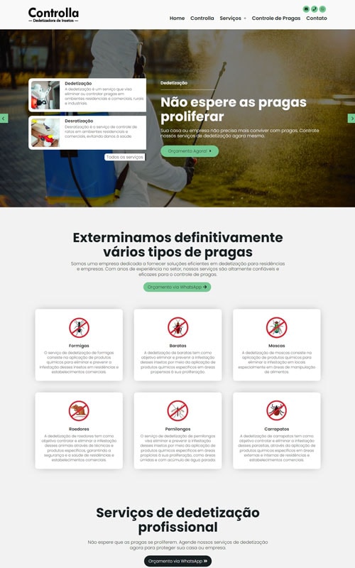 Modelo de site para dedetizadora e empresas de dedetização