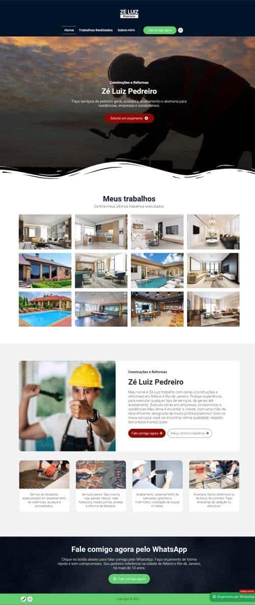 Modelo de site para pedreiros autônomos