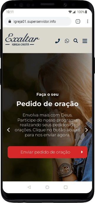 Página inicial pelo celular