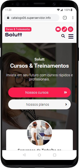 Página inicial pelo celular