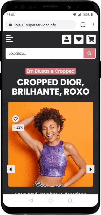 Página inicial pelo celular