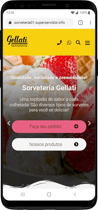 Página inicial pelo celular