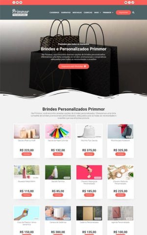 Modelo de site com Catálogo para empresas de brindes personalizados e brindes corporativos