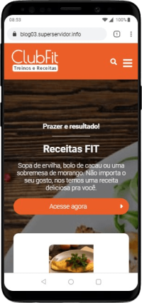 Modelo de site com blog de receitas de comidas fitness, culinária ou gastronomia