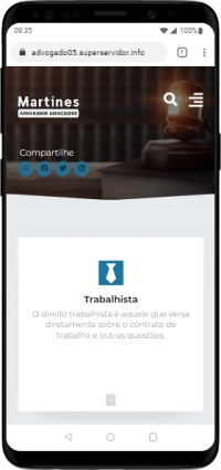 Modelo de site para escritórios de advogados associados, empresas de advocacia e advogados autônomos