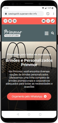 Modelo de site com Catálogo para empresas de brindes personalizados e brindes corporativos