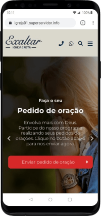 Página inicial pelo celular