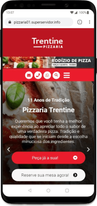 Página inicial pelo celular