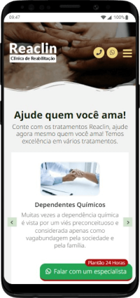 Modelo de Site para clínicas de reabilitação em dependências química ou alcoólica