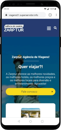 Página inicial pelo celular