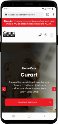 Página inicial pelo celular