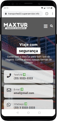 Modelo de site para empresas de viagens, transporte de pessoas, vans, escolares